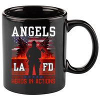 Proud La Firefighters Lafd Los Angeles Firefighters Hero Usa 11oz C Handle Ceramic Mug