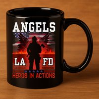 Proud La Firefighters Lafd Los Angeles Firefighters Hero Usa 11oz C Handle Ceramic Mug
