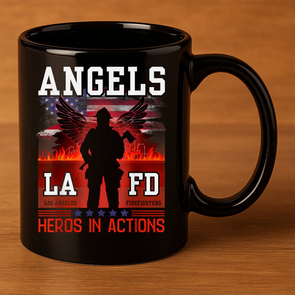 Proud La Firefighters Lafd Los Angeles Firefighters Hero Usa 11oz C Handle Ceramic Mug