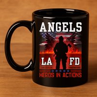Proud La Firefighters Lafd Los Angeles Firefighters Hero Usa 11oz C Handle Ceramic Mug