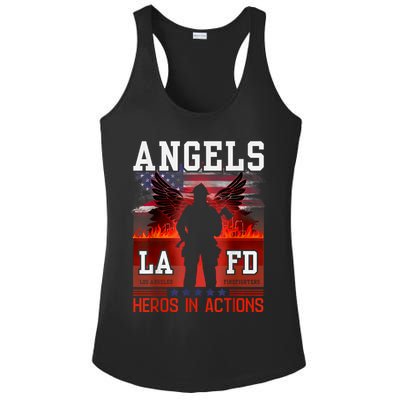 Proud La Firefighters Lafd Los Angeles Firefighters Hero Usa Ladies PosiCharge Competitor Racerback Tank