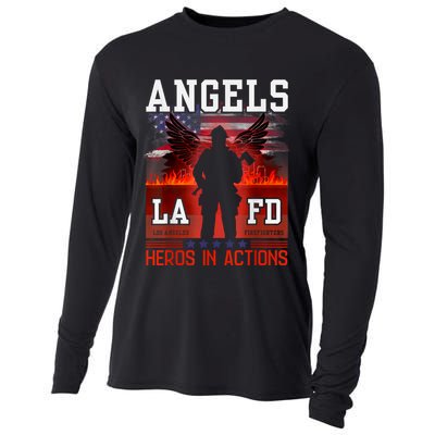 Proud La Firefighters Lafd Los Angeles Firefighters Hero Usa Cooling Performance Long Sleeve Crew