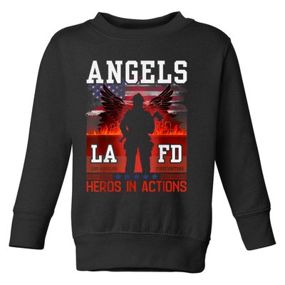 Proud La Firefighters Lafd Los Angeles Firefighters Hero Usa Toddler Sweatshirt