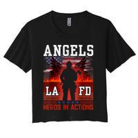 Proud La Firefighters Lafd Los Angeles Firefighters Hero Usa Women's Crop Top Tee