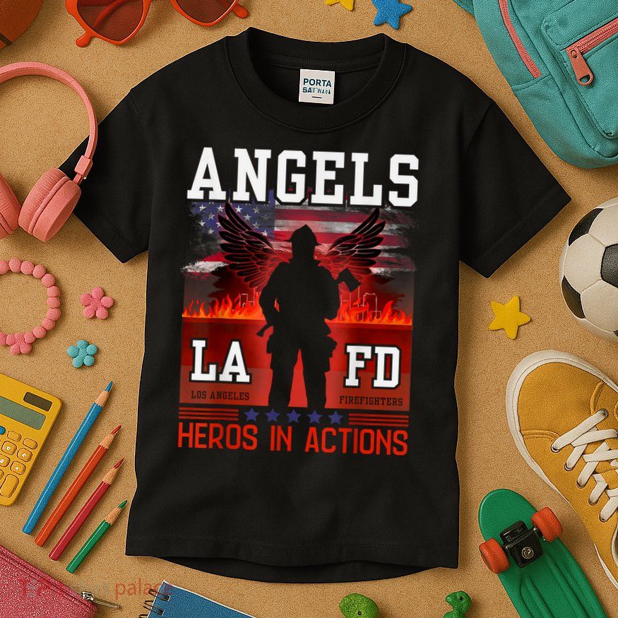 Proud La Firefighters Lafd Los Angeles Firefighters Hero Usa Kids T-Shirt