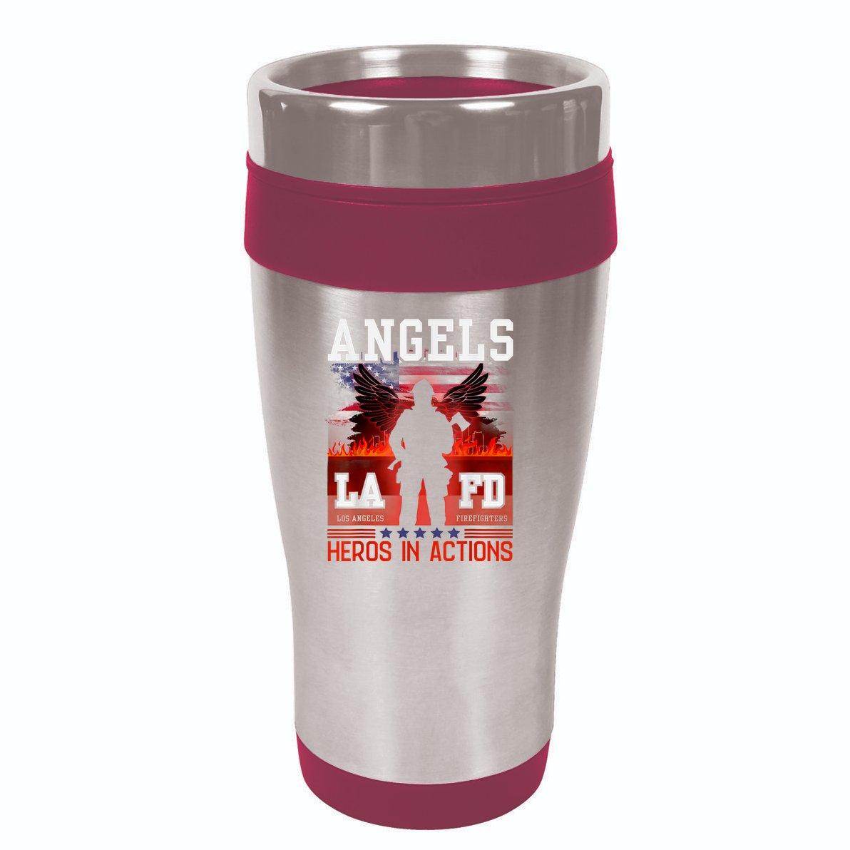 Proud La Firefighters Lafd Los Angeles Firefighters Hero Usa 16oz Travel Tumbler