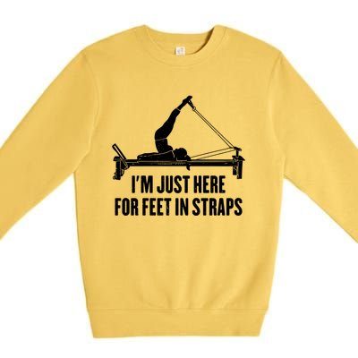 Pilates Lover Funny IM Just Here For Feet In Straps Gift Premium Crewneck Sweatshirt