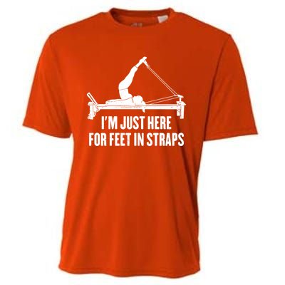 Pilates Lover Funny IM Just Here For Feet In Straps Gift Cooling Performance Crew T-Shirt