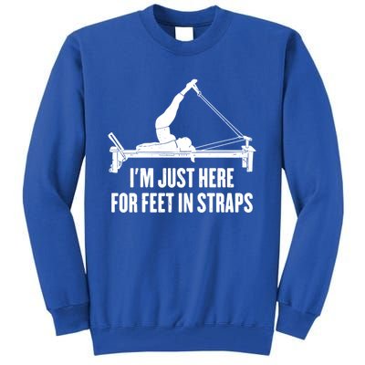 Pilates Lover Funny IM Just Here For Feet In Straps Gift Tall Sweatshirt