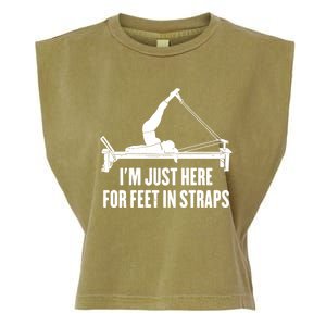 Pilates Lover Funny IM Just Here For Feet In Straps Gift Garment-Dyed Women's Muscle Tee