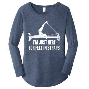 Pilates Lover Funny IM Just Here For Feet In Straps Gift Women's Perfect Tri Tunic Long Sleeve Shirt