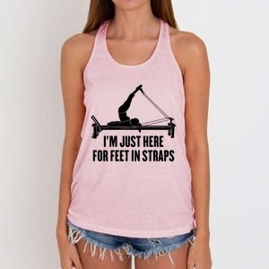 Pilates Lover Funny IM Just Here For Feet In Straps Gift Women's Knotted Racerback Tank