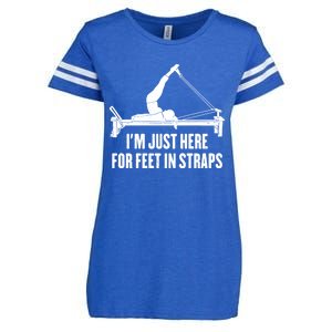 Pilates Lover Funny IM Just Here For Feet In Straps Gift Enza Ladies Jersey Football T-Shirt