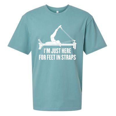 Pilates Lover Funny IM Just Here For Feet In Straps Gift Sueded Cloud Jersey T-Shirt