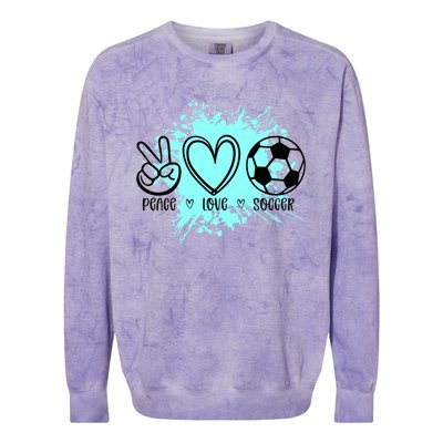 Peace Love Football Cool Gift Colorblast Crewneck Sweatshirt