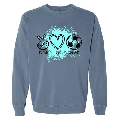 Peace Love Football Cool Gift Garment-Dyed Sweatshirt