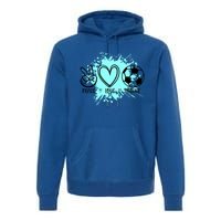 Peace Love Football Cool Gift Premium Hoodie