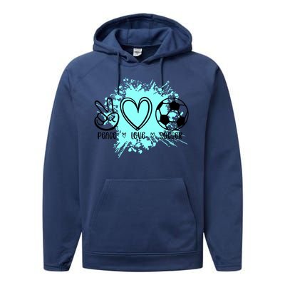 Peace Love Football Cool Gift Performance Fleece Hoodie