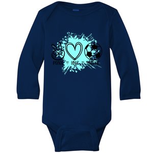 Peace Love Football Cool Gift Baby Long Sleeve Bodysuit