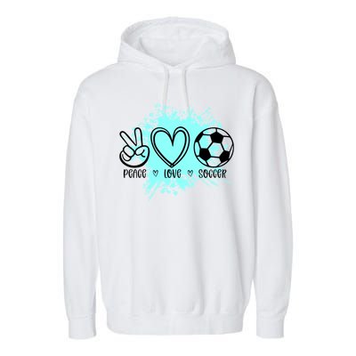 Peace Love Football Cool Gift Garment-Dyed Fleece Hoodie