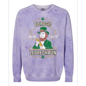 Pierogi Lover Funny St. PatrickS Day Leprechaun Colorblast Crewneck Sweatshirt