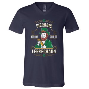 Pierogi Lover Funny St. PatrickS Day Leprechaun V-Neck T-Shirt