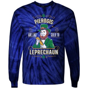 Pierogi Lover Funny St. PatrickS Day Leprechaun Tie-Dye Long Sleeve Shirt