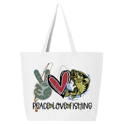 Peace Love Fishing Fisherman Fishing Lover Gift For Father Dad 25L Jumbo Tote