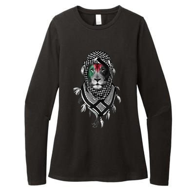 Palestinian Lion Free Palestine Free Gaza Palestine Flag Womens CVC Long Sleeve Shirt