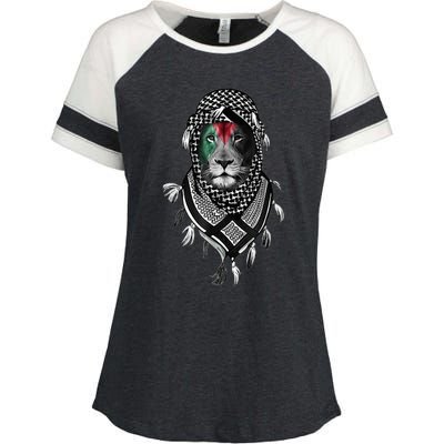 Palestinian Lion Free Palestine Free Gaza Palestine Flag Enza Ladies Jersey Colorblock Tee