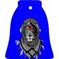 Palestinian Lion Free Palestine Free Gaza Palestine Flag Ceramic Bell Ornament