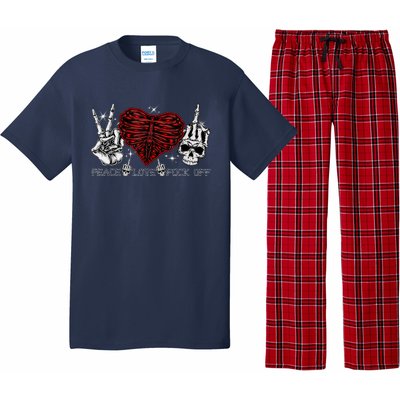 Peace Love FuckOff Skeleton Hand Half Heart Half Skull Pajama Set