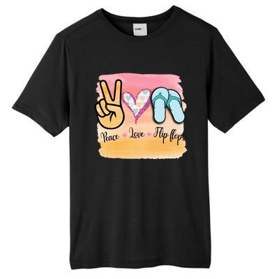 Peace Love Flip Flops Funny Hello Summer Vibes Beach Vacay Cute Gift Tall Fusion ChromaSoft Performance T-Shirt