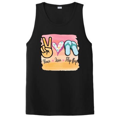 Peace Love Flip Flops Funny Hello Summer Vibes Beach Vacay Cute Gift PosiCharge Competitor Tank