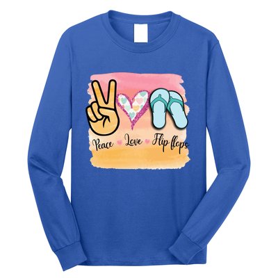 Peace Love Flip Flops Funny Hello Summer Vibes Beach Vacay Cute Gift Long Sleeve Shirt