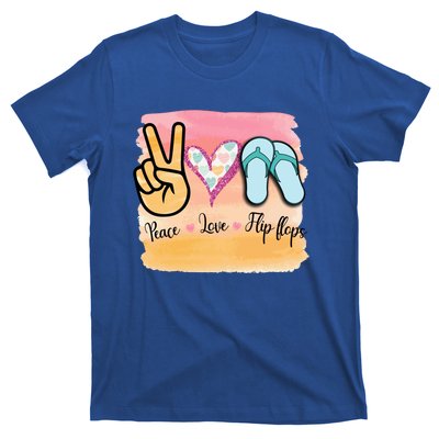 Peace Love Flip Flops Funny Hello Summer Vibes Beach Vacay Cute Gift T-Shirt