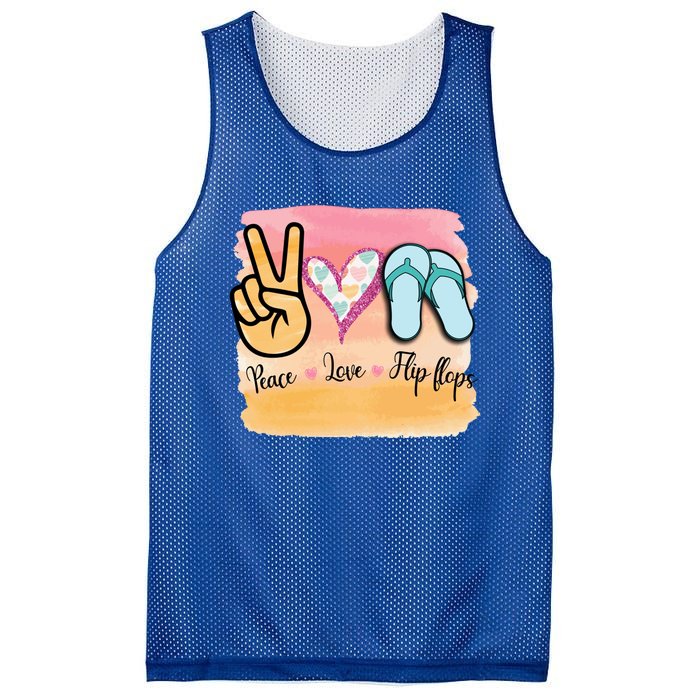 Peace Love Flip Flops Funny Hello Summer Vibes Beach Vacay Cute Gift Mesh Reversible Basketball Jersey Tank