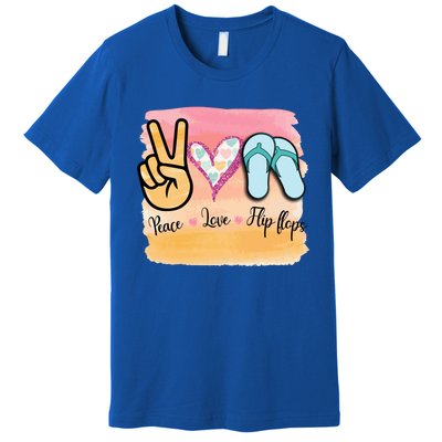 Peace Love Flip Flops Funny Hello Summer Vibes Beach Vacay Cute Gift Premium T-Shirt