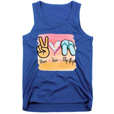 Peace Love Flip Flops Funny Hello Summer Vibes Beach Vacay Cute Gift Tank Top