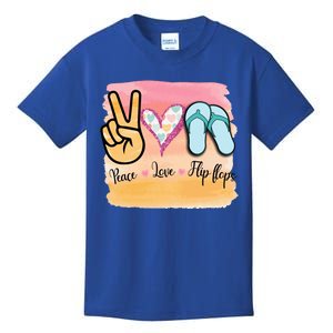 Peace Love Flip Flops Funny Hello Summer Vibes Beach Vacay Cute Gift Kids T-Shirt