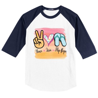 Peace Love Flip Flops Funny Hello Summer Vibes Beach Vacay Cute Gift Baseball Sleeve Shirt