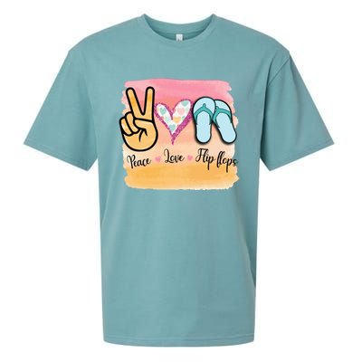 Peace Love Flip Flops Funny Hello Summer Vibes Beach Vacay Cute Gift Sueded Cloud Jersey T-Shirt