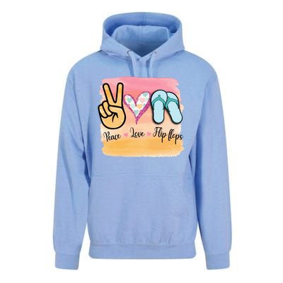 Peace Love Flip Flops Funny Hello Summer Vibes Beach Vacay Cute Gift Unisex Surf Hoodie