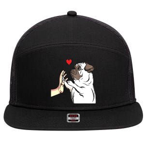 Pug Love Funny Dog Lover Owner Girl Gift 7 Panel Mesh Trucker Snapback Hat