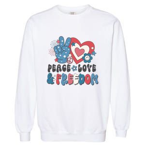 Peace Love & Freedom Retro USA Design Garment-Dyed Sweatshirt