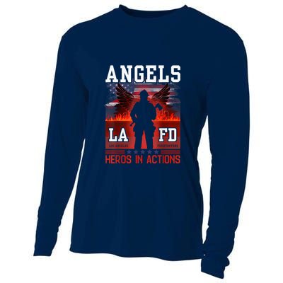 Proud La Firefighters Lafd Los Angeles Firefighters Hero Usa Cooling Performance Long Sleeve Crew