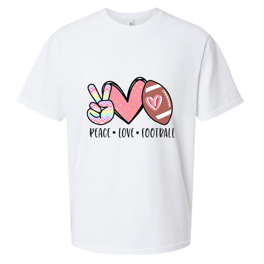 Peace Love Football Mom Cute Sueded Cloud Jersey T-Shirt