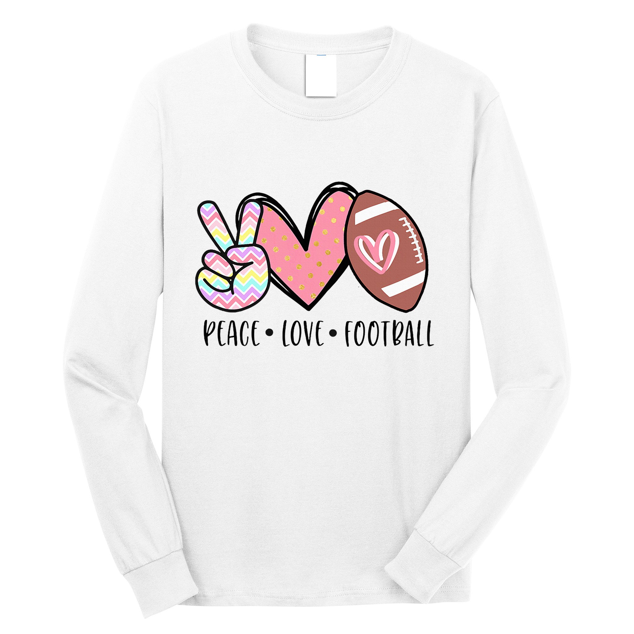 Peace Love Football Mom Cute Long Sleeve Shirt