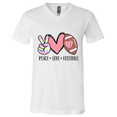 Peace Love Football Mom Cute V-Neck T-Shirt