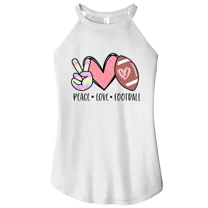 Peace Love Football Mom Cute Women's Perfect Tri Rocker Tank